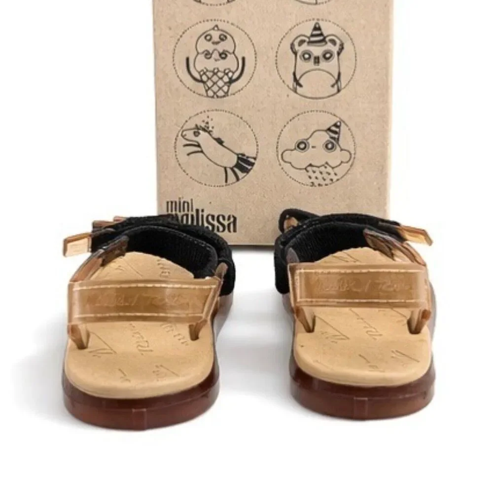 Mini Melissa Toddler Mini Papete + Rider BB Sandal 7 Beige Black NIB